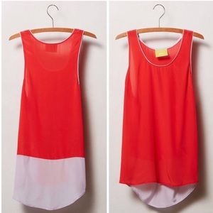 Anthropologie Maeve Silk Tank - Red
